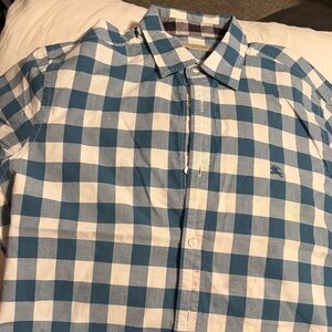 Burberry Blue and White Gingham Button-Front Shirt